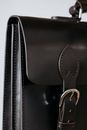 A Brown Leather Briefcase with a Stainless Buckle