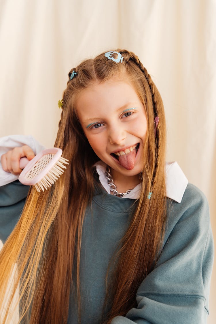 Girl Brushing Her Hair