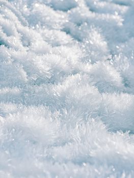 Detailed close-up of snowflakes with a soft, wintery feel in Upper Austria's serene landscape.