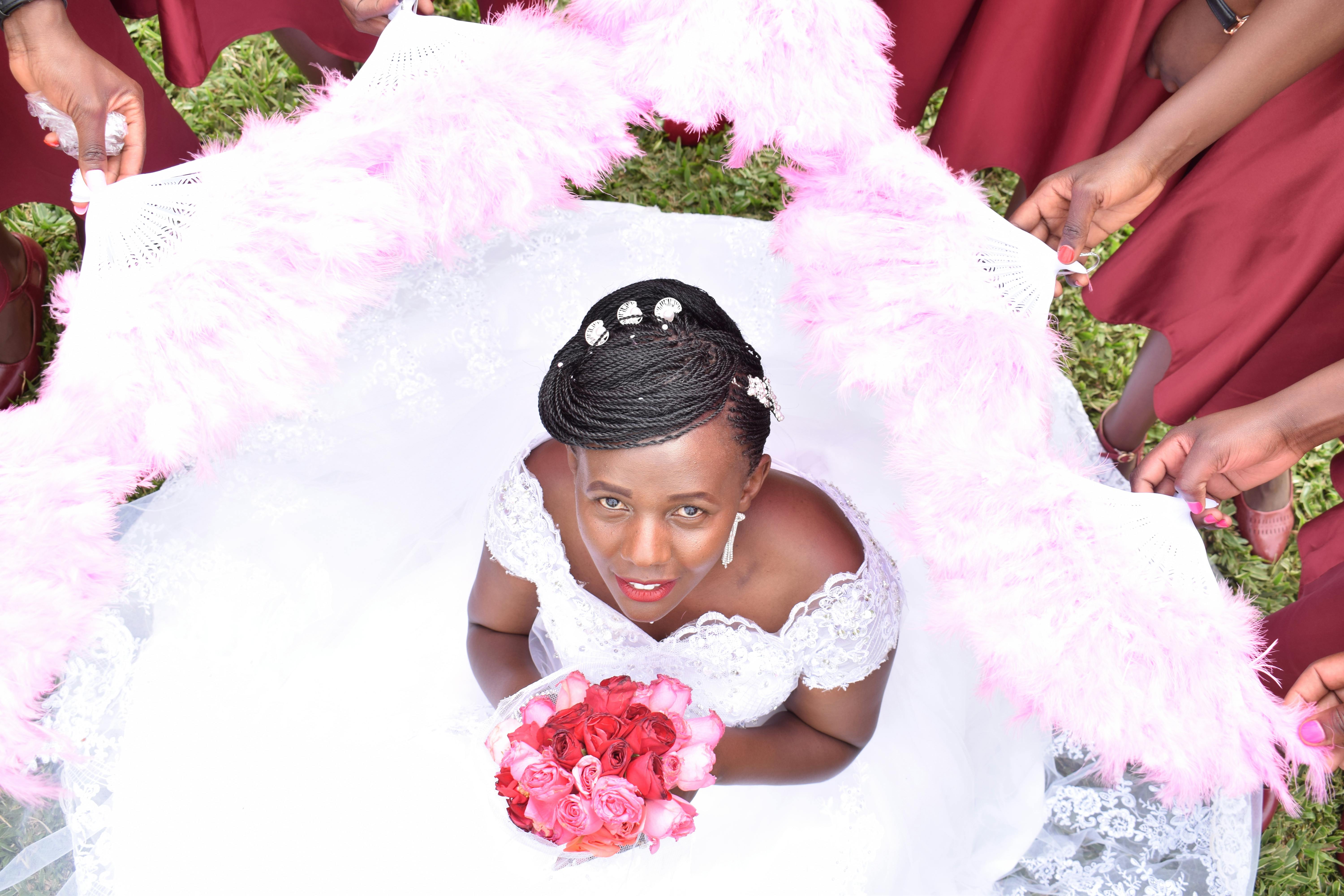 Purple and white wedding gowns cheap
