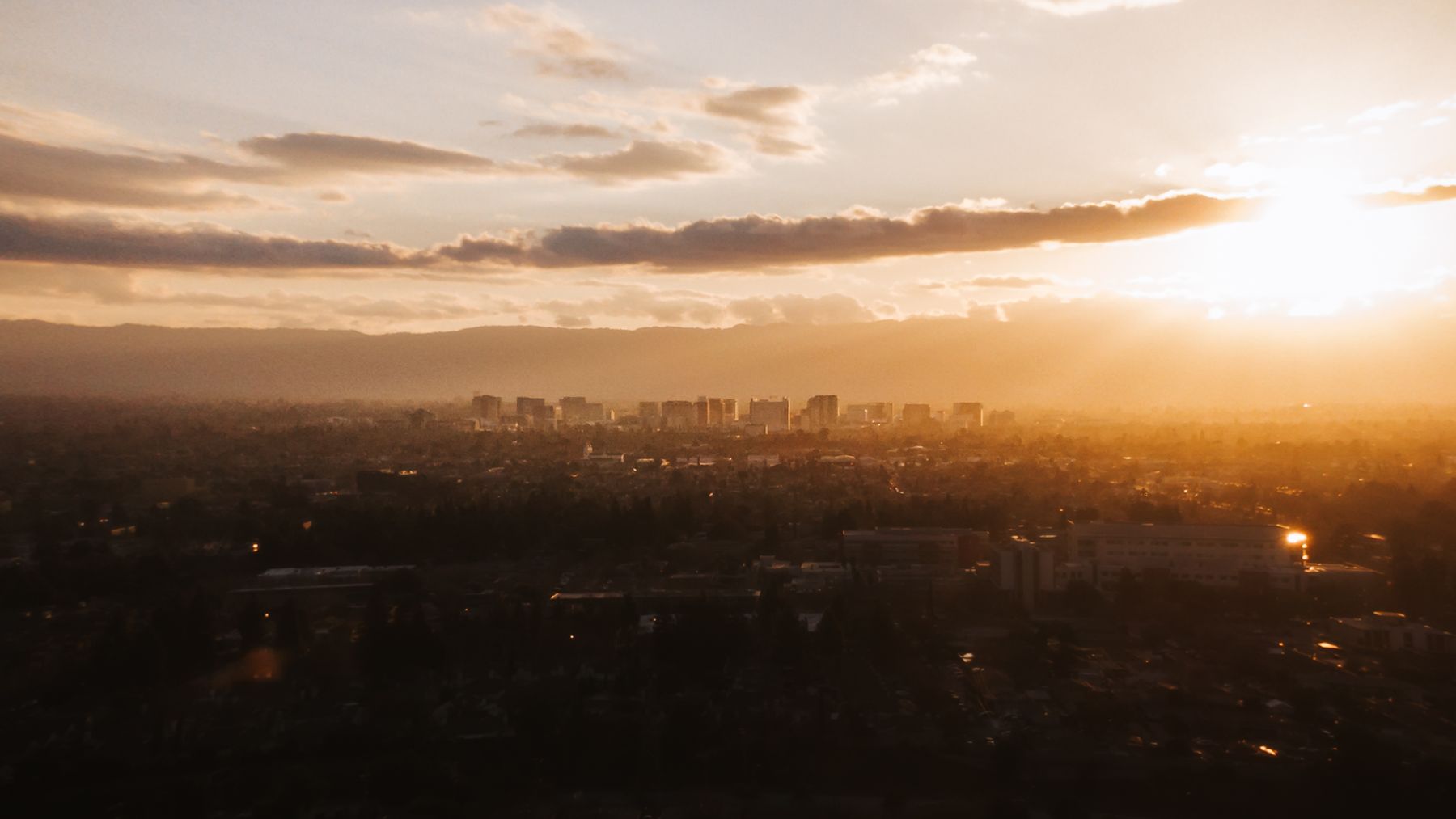 Downtown San Jose skyline at golden hour