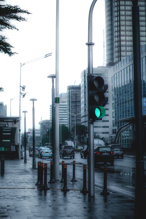Photo of a Street with a Traffic Light