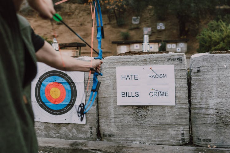 Person Holding Bow Ad Arrow Playing Archery 