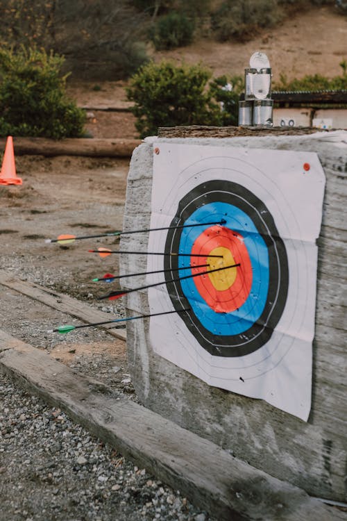 Free An Archery Target with Few Arrows  Stock Photo