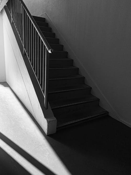 Black and White Photo of Stairs