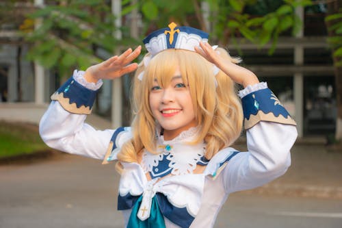 A Woman Wearing a Sailor Costume