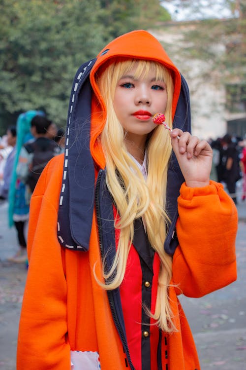 Close-Up Shot of a Woman in Player Character Costume