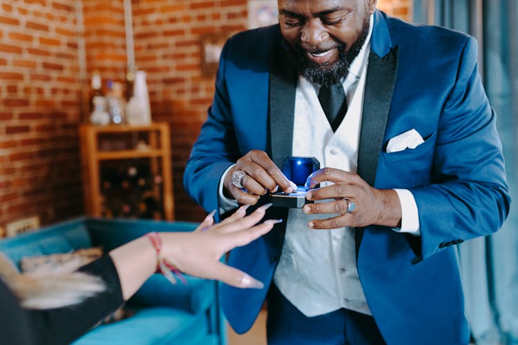 
Man In Blue Coat Proposing