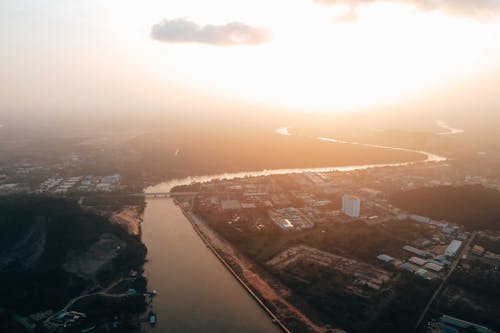 Безкоштовне стокове фото на тему «аерознімок, вода, Захід сонця»