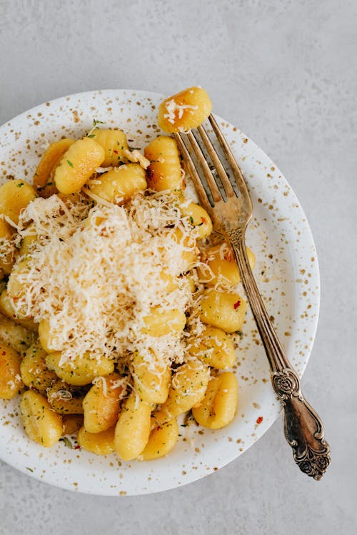 A Gnocchi on a Ceramic Plate