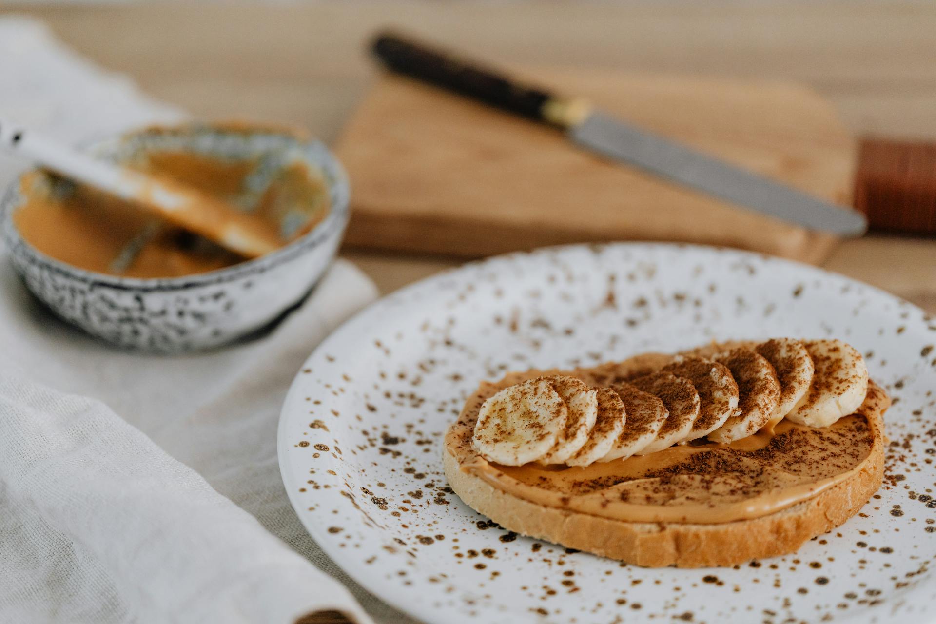 Close Up Photo of Peanut Butter Toast