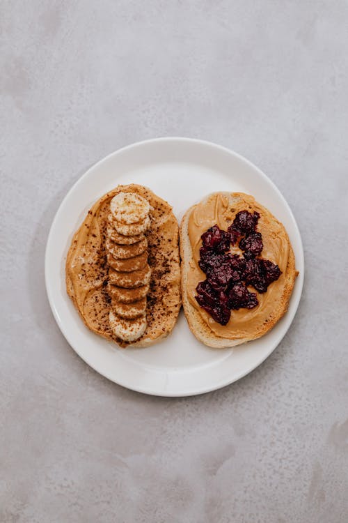 Photos gratuites de aliments sains, beurre d'arachide, nourriture à plat