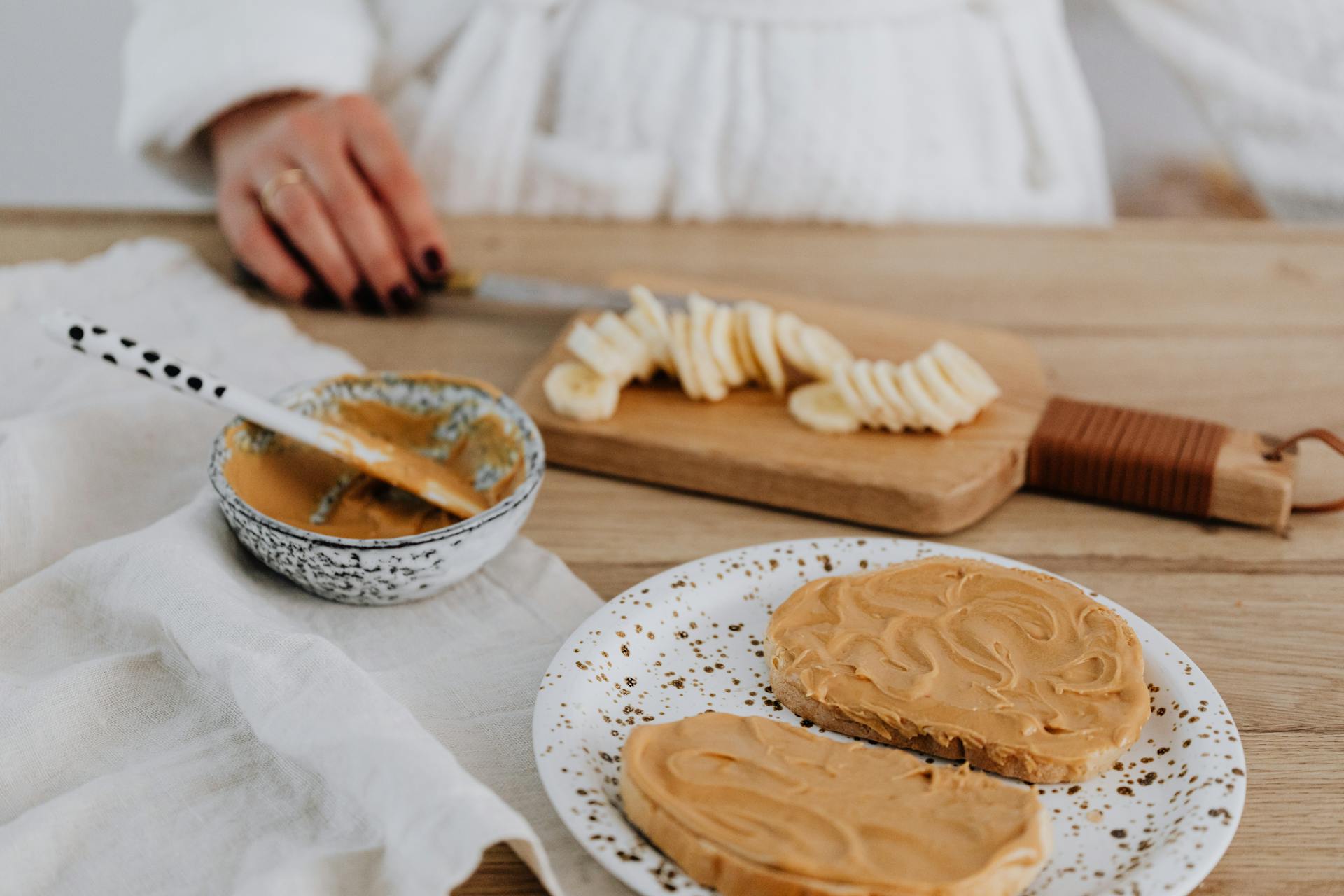 Close Up Photo of Peanut Butter Toast