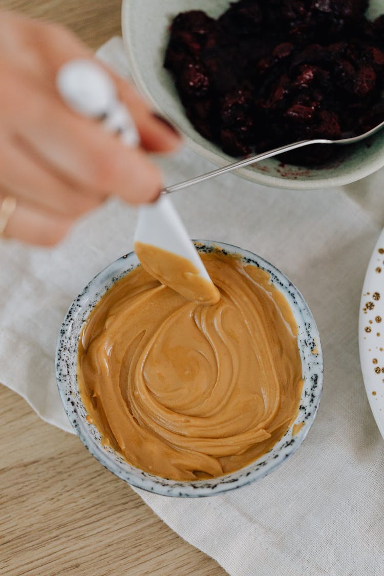 Close Up Photo Of Swirling Of Peanut Butter