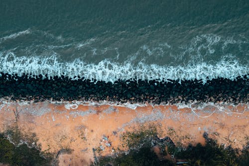 Overhead Shot of a Beach with Rocks