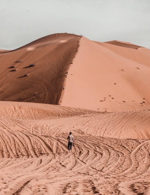 Person Walking on Desert