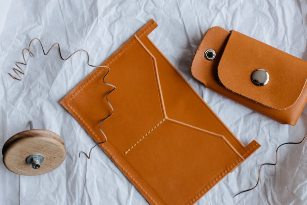 Full-grain brown leather hide ready for a bespoke commission