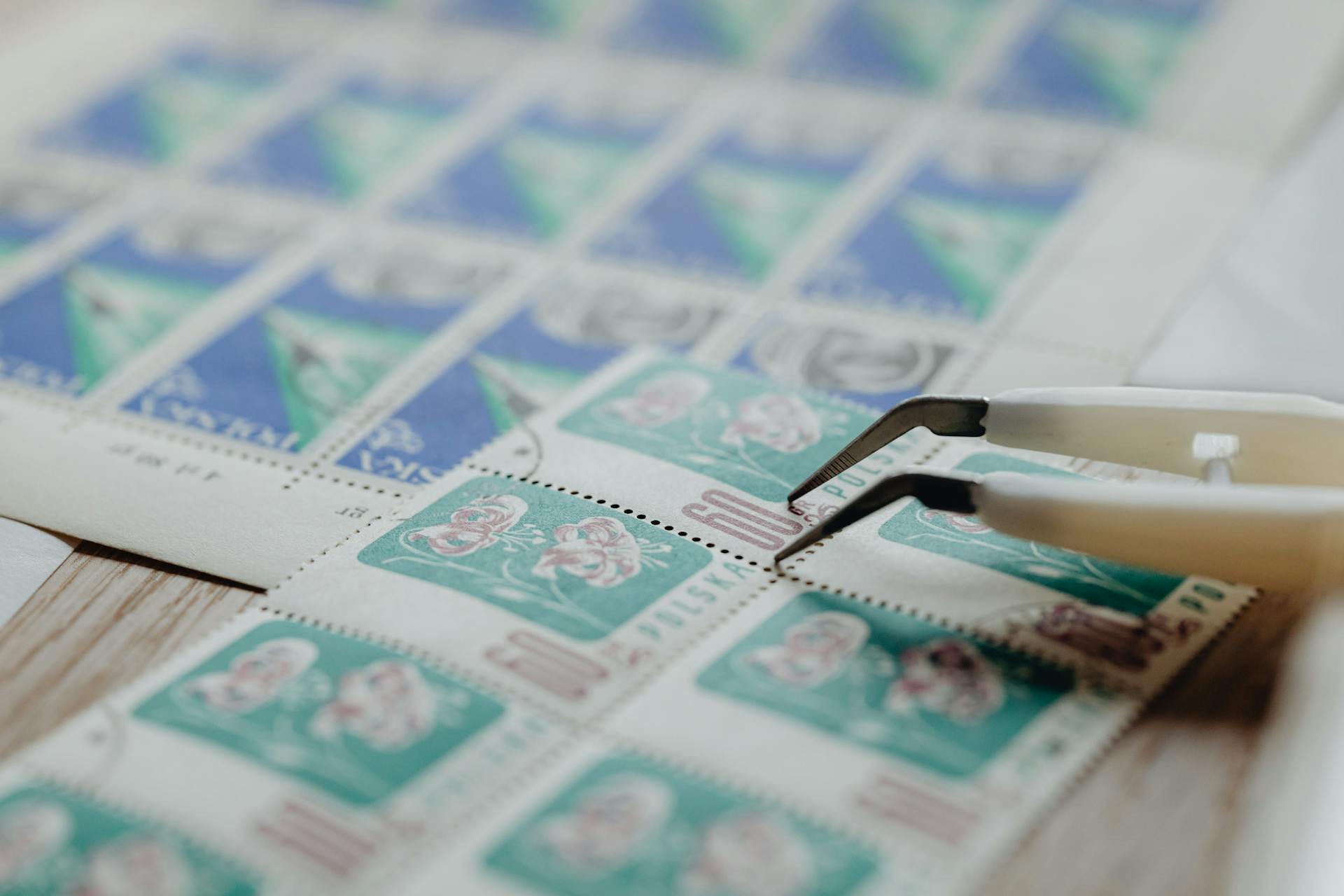 Close-up Shot of Postage Stamps