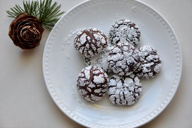 Chocolate Crinkle Cookies In A Plate