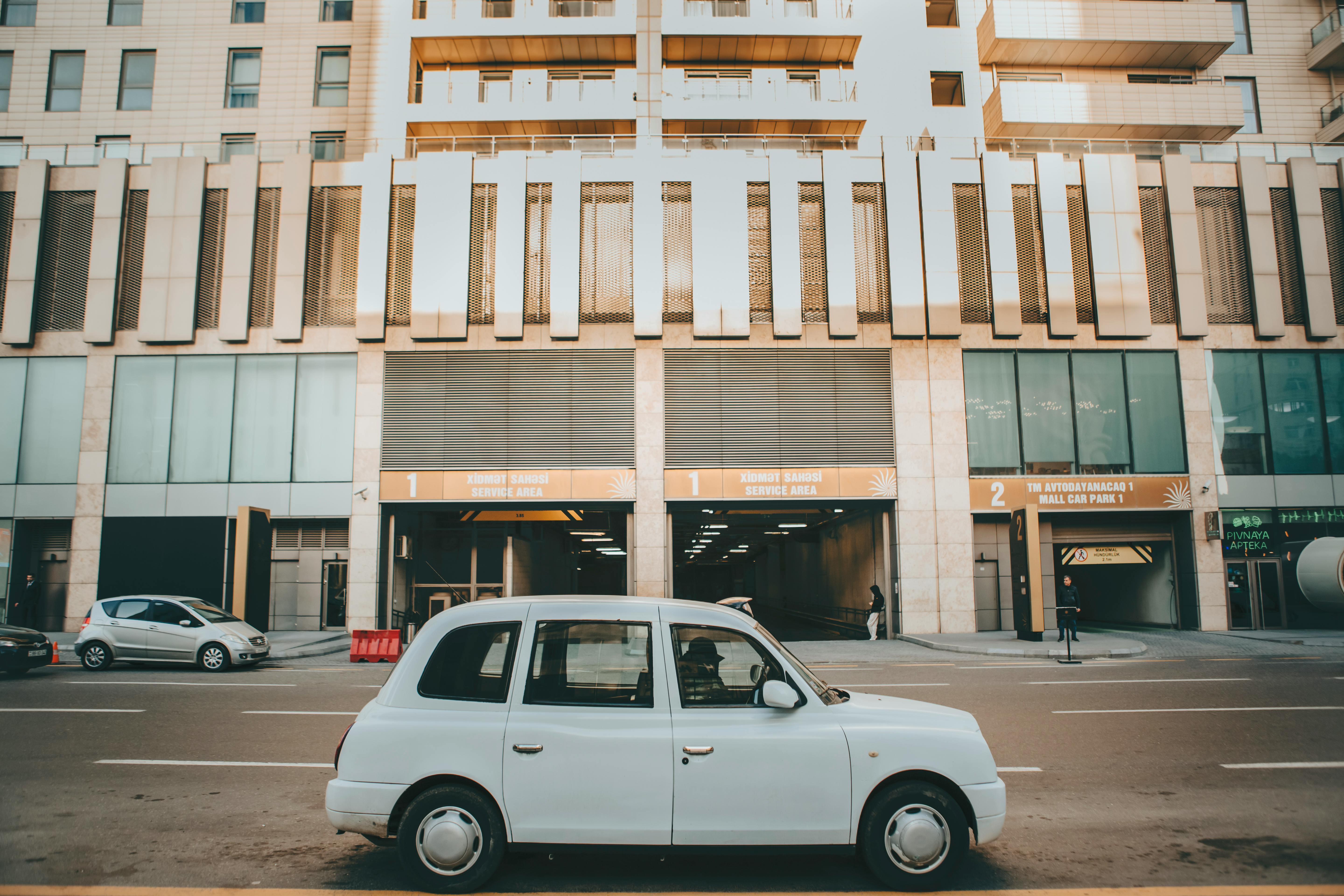 a white car on the road