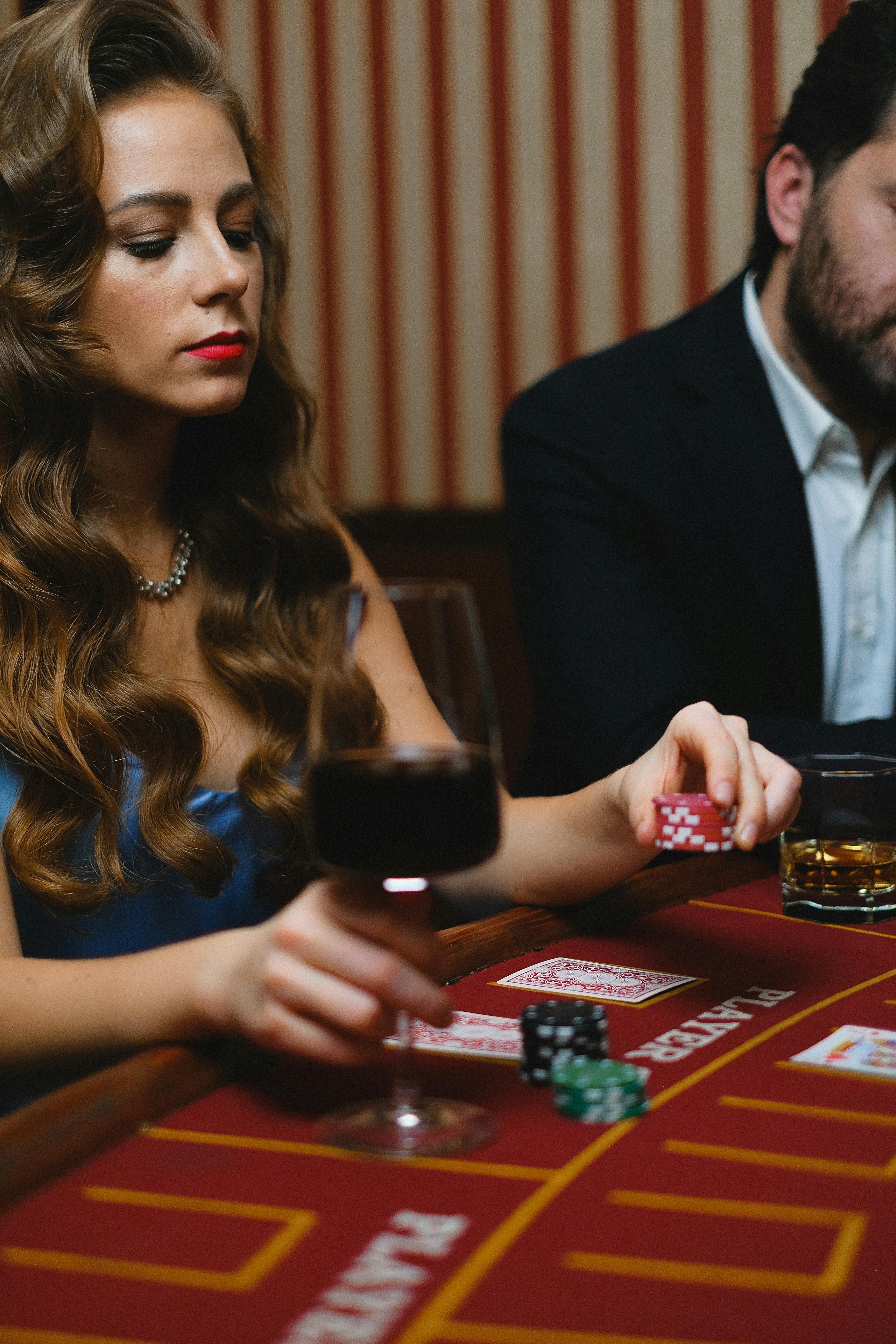 woman playing poker in a casino