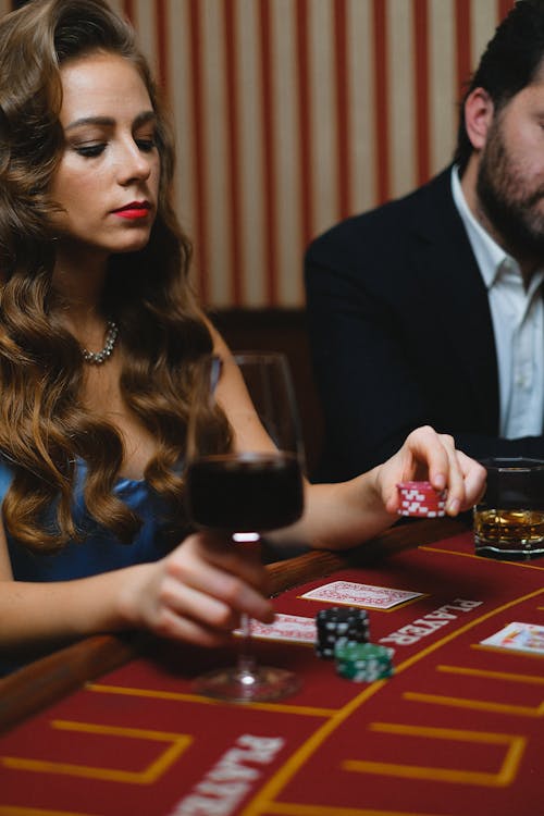 Woman Playing Poker in a Casino
