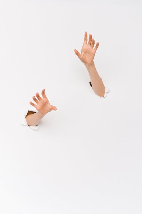 Foto stok gratis konseptual, permukaan putih, tangan