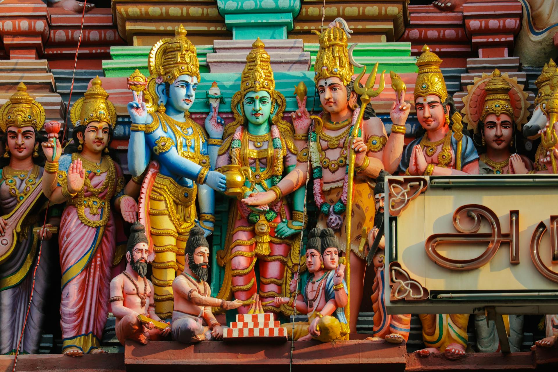 Colorful Hindu Gods Statues