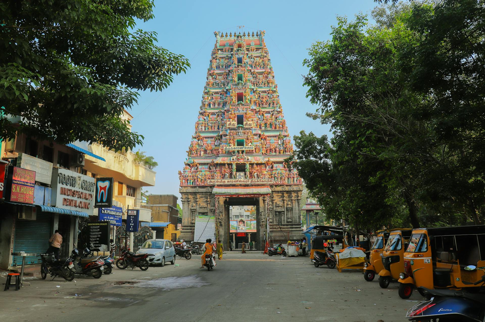 Temple behind Street in Chennai in India