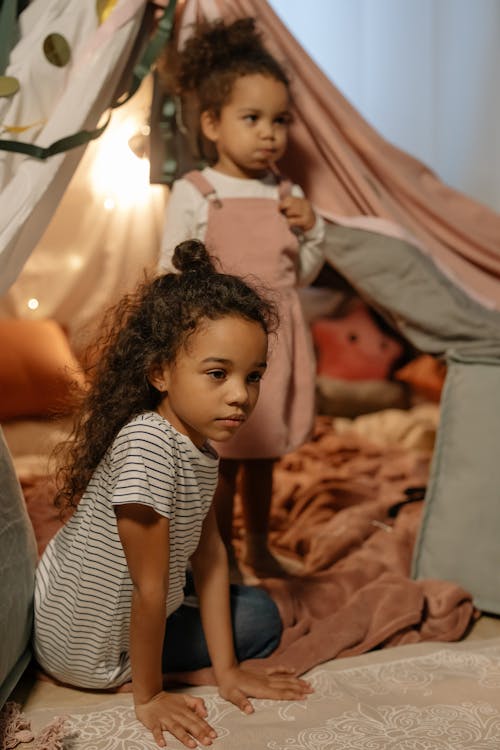 Girls in an Indoor Tent