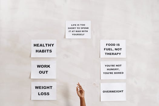 Collection of motivational quotes promoting healthy habits and mental well-being.