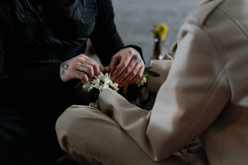 Free Person Touching Another Person's Hands Stock Photo