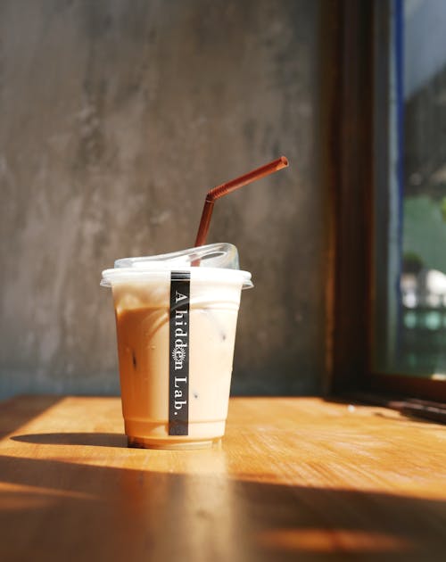 Iced Coffee on a Wooden Surface