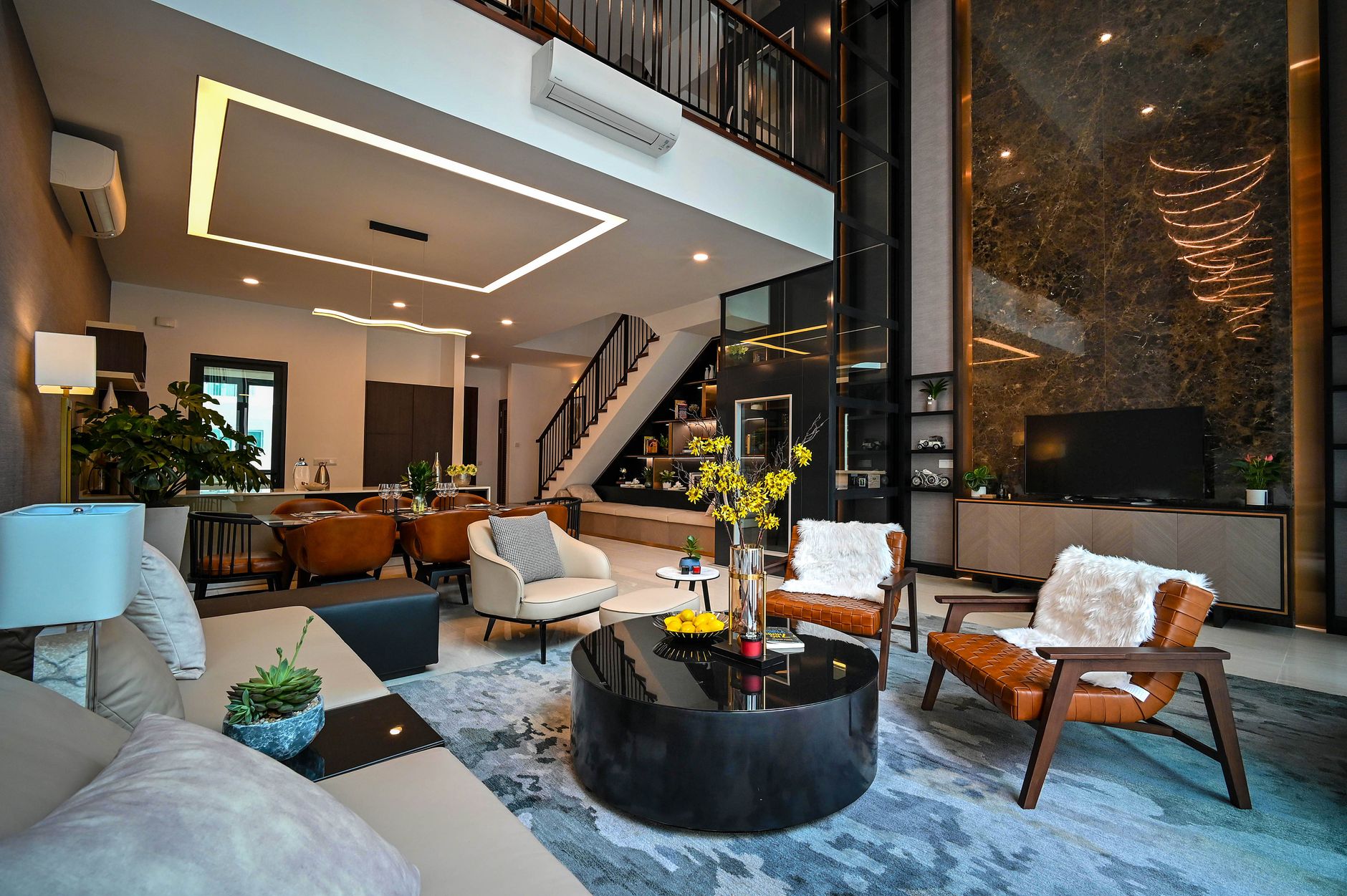 Sophisticated interior of a luxury art auction house with contemporary art