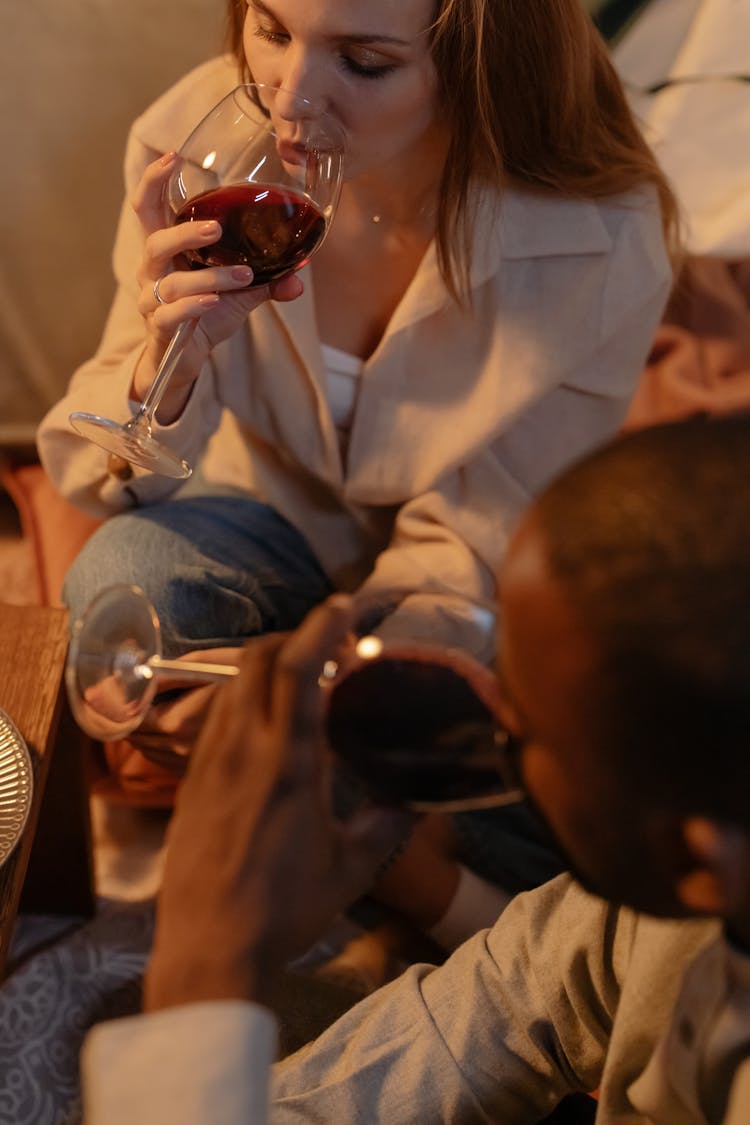 Man And Woman Drinking Wine