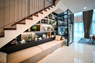 Seat and Shelves Under the Stairs