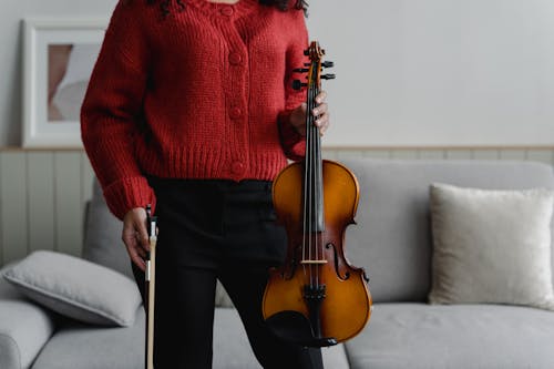 니트 스웨터, 바이올린, 사람의 무료 스톡 사진