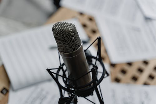 Studio Condenser Microphone in Close-Up Photography