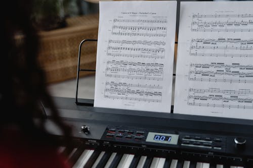 Music Sheet on Piano Stand