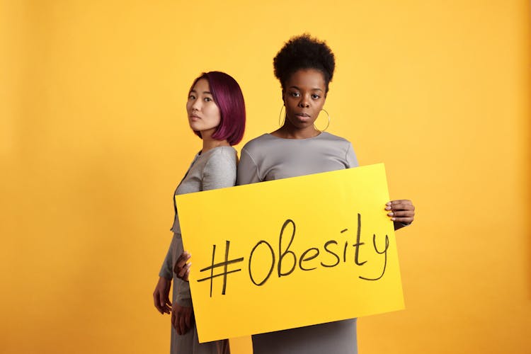 Obesity On Yellow Poster 