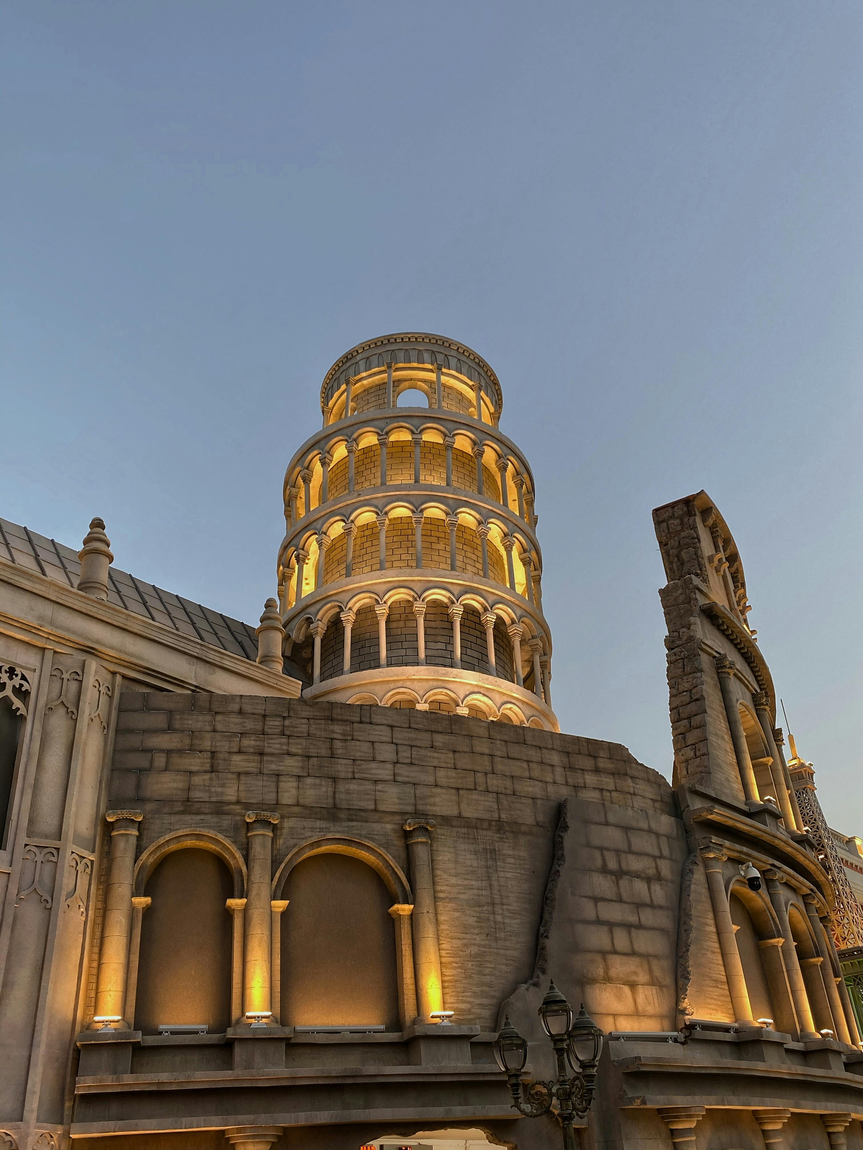 replica of leaning tower of pisa in dubai global village