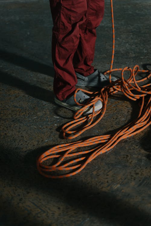 Climbing Rope At a Persons Feet