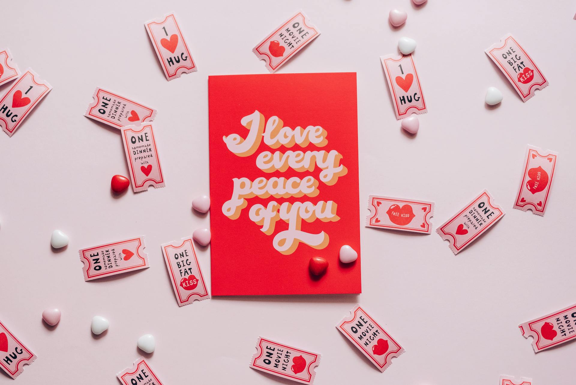 Valentine Postcard on Pink Background