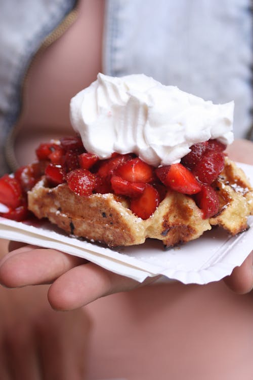 Free Strawberry Pie With Cream Stock Photo