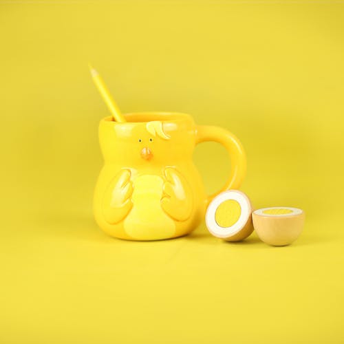 
A Bird Designed Mug and a Toy Egg