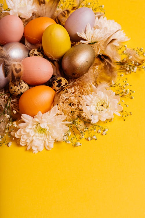 Colorful Easter Eggs Designed with Flowers