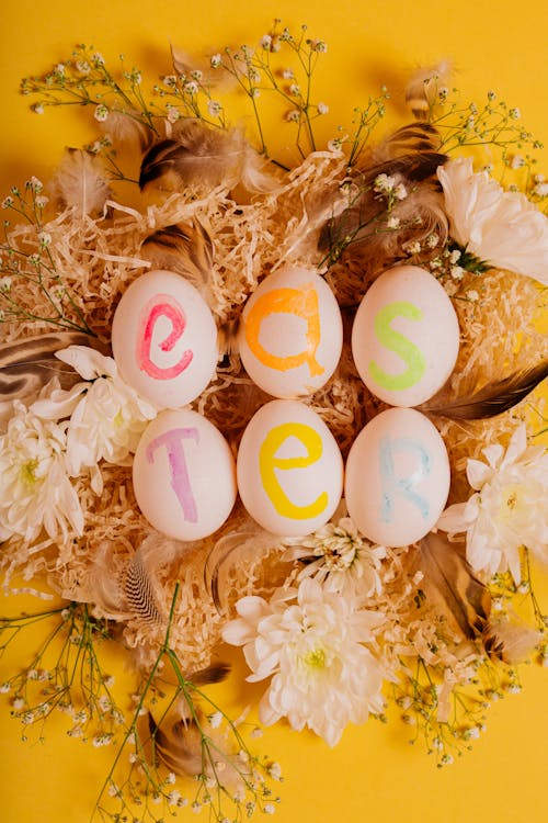 
Painted Easter Eggs and Flowers