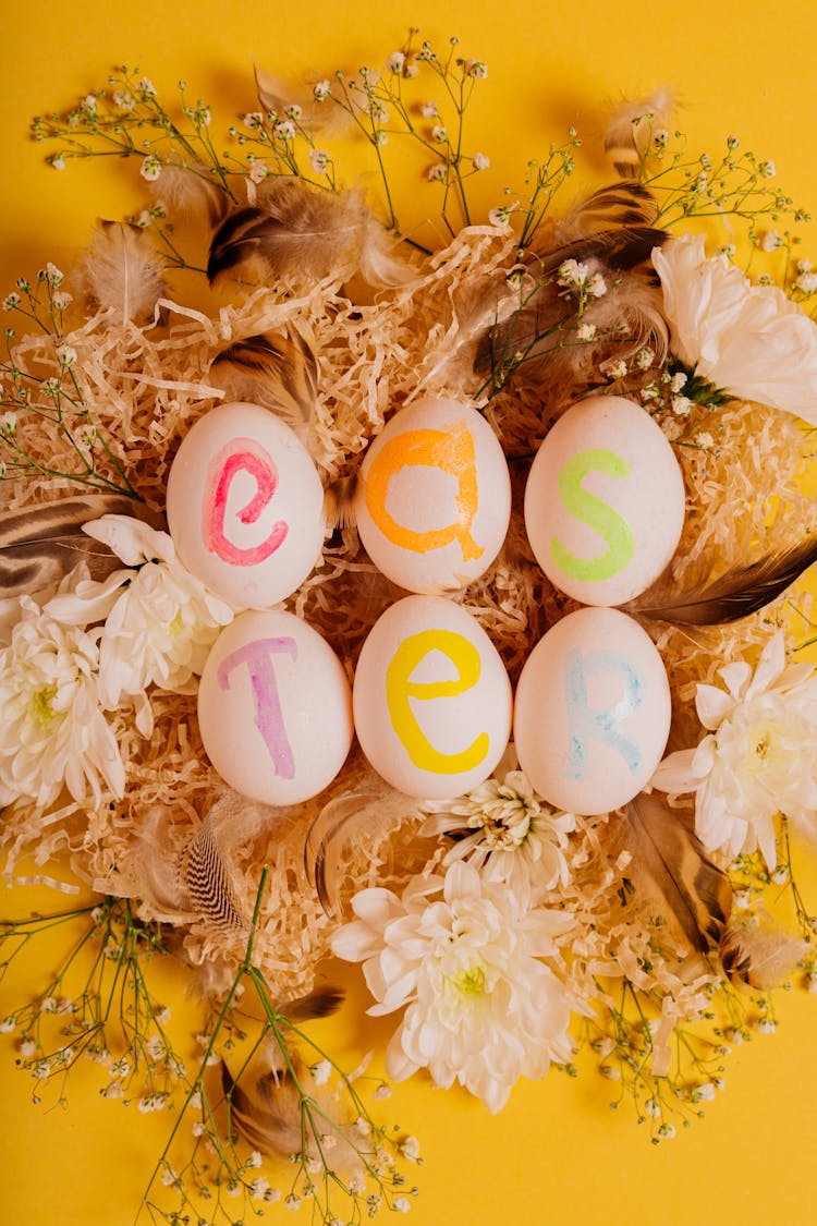 
Painted Easter Eggs And Flowers