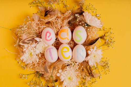 
Painted Easter Eggs and Flowers