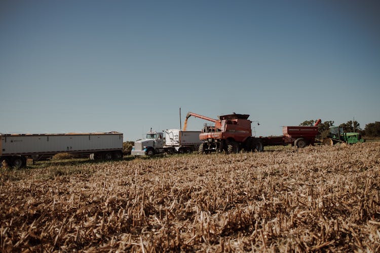 Tractors In An Agricultural Land